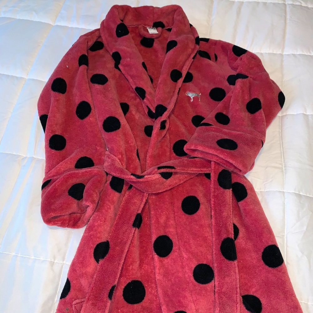PINK Victoria’s Secret Pink Polka dotted robe XS